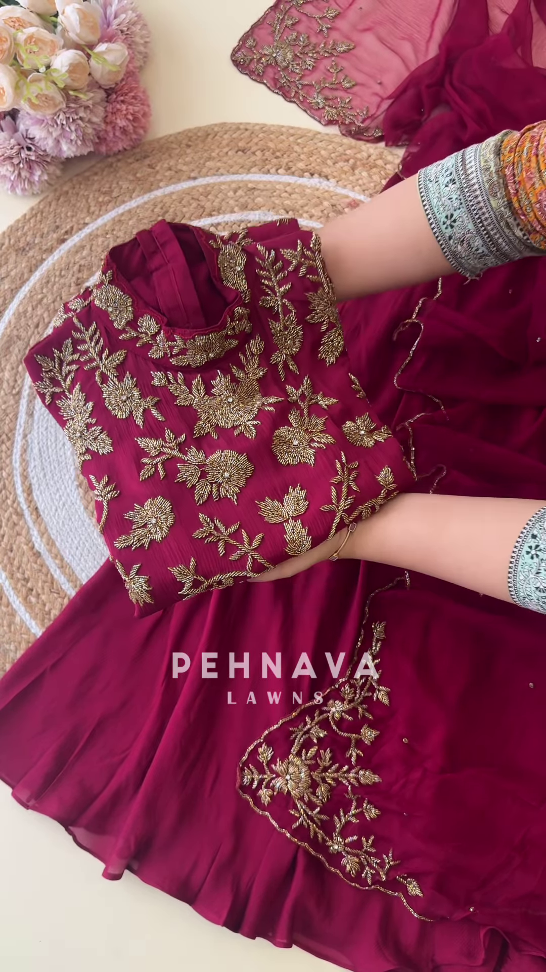 Elegant Maroon Embroidered Long Kurti – Traditional Festive Wear
