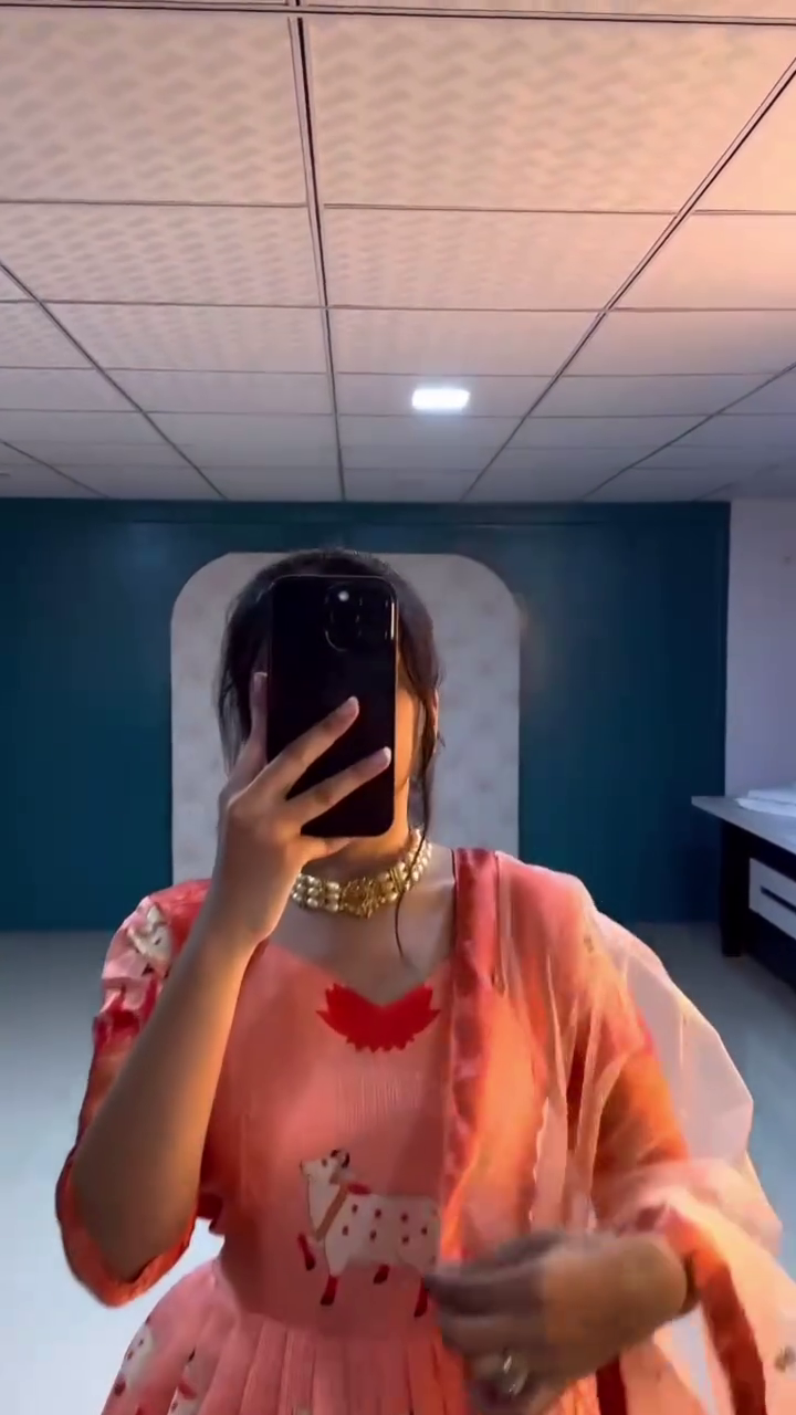 Elegant Peach Floral Printed Lehenga Set with Dupatta – Festive & Wedding Wear