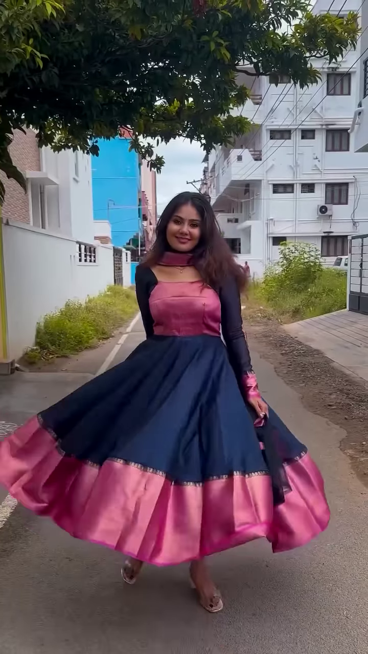 Elegant Traditional Anarkali Gown – Maroon & Gold | Festive & Party Wear