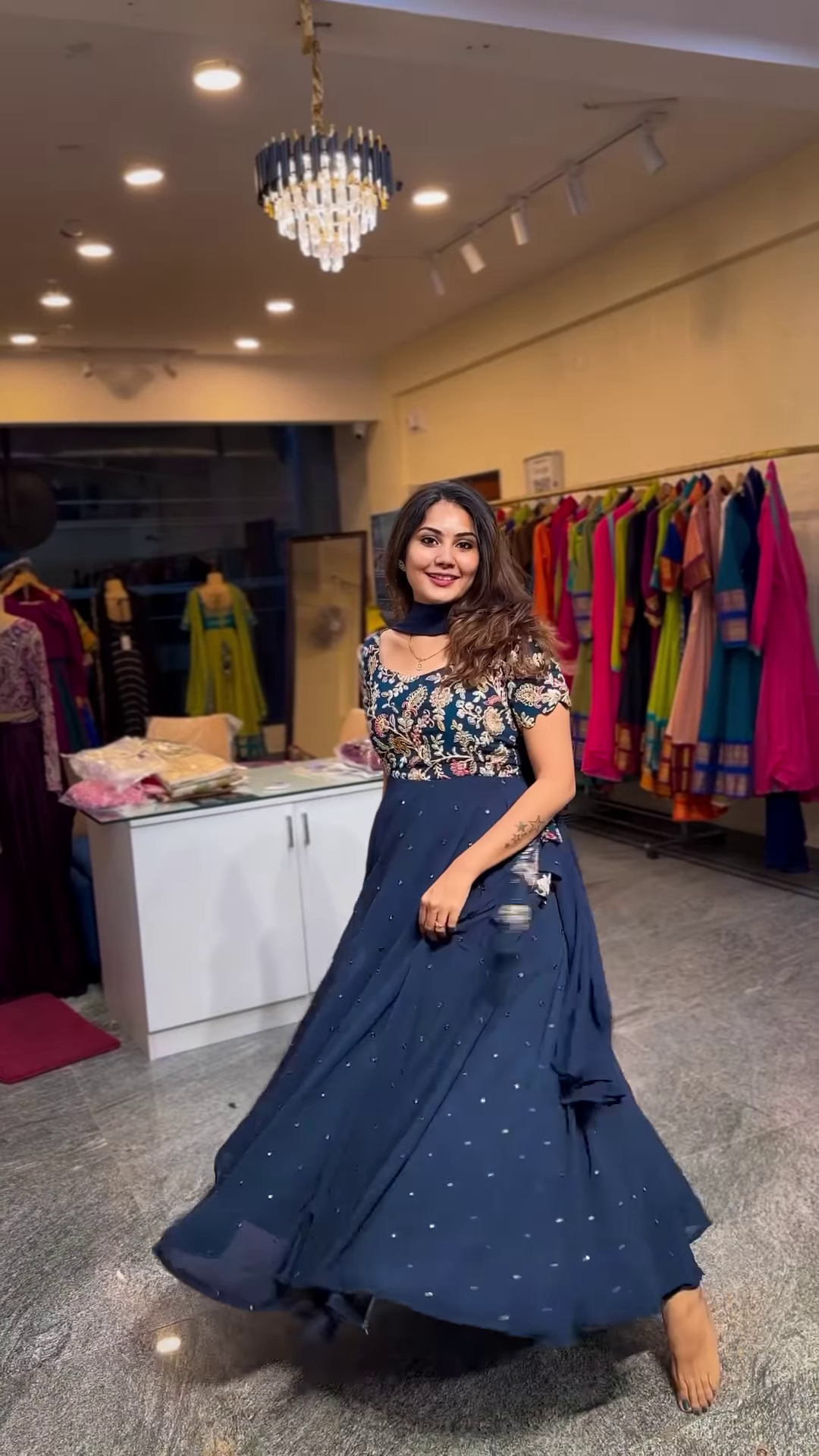 Navy Blue Embroidered Designer Lehenga Set – Elegant Festive & Party Wear