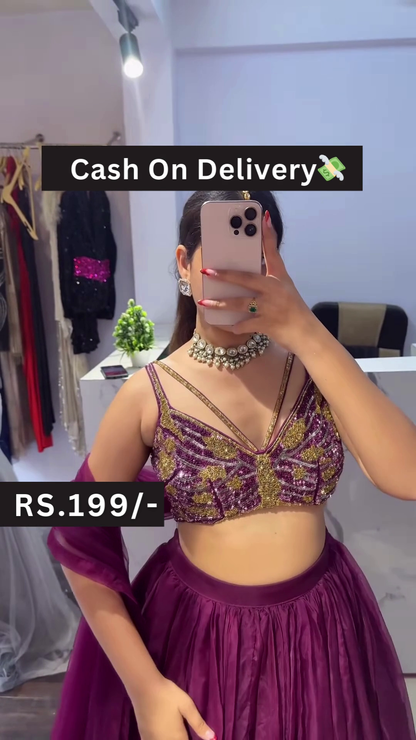 Black Sequin & Lace Lehenga Choli Set with Full-Sleeve Crop Top – Ethnic Glam Meets Floral Mirror Style