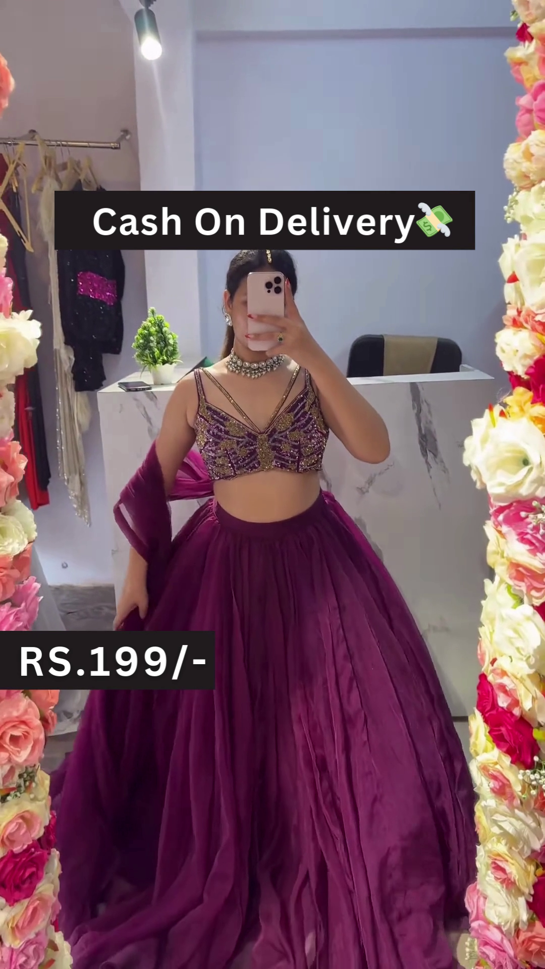 Black Sequin & Lace Lehenga Choli Set with Full-Sleeve Crop Top – Ethnic Glam Meets Floral Mirror Style