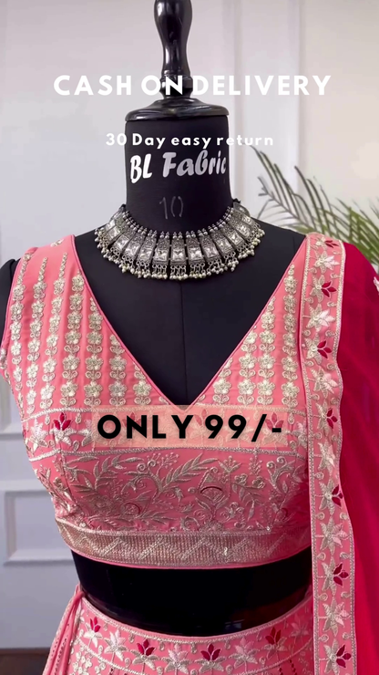 Designer Peach Color Party Wear Choli