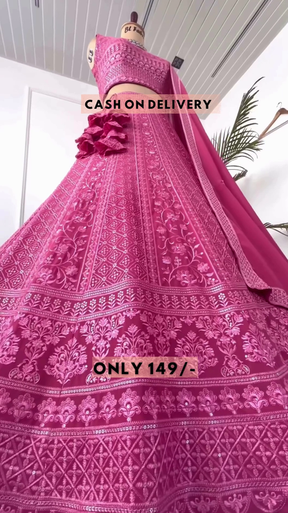 Designer Pink Color Lehenga Choli for Wedding Function