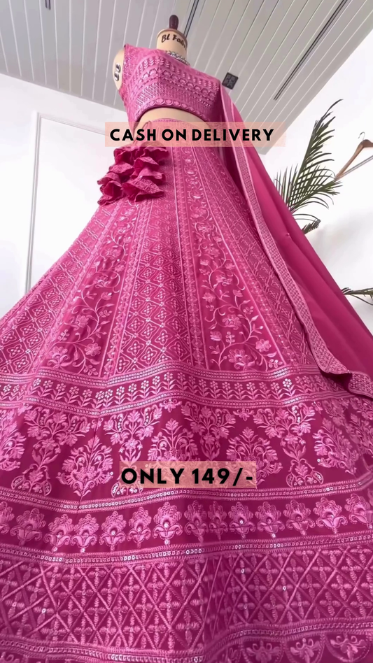 Designer Pink Color Lehenga Choli for Wedding Function