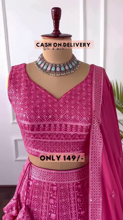 Designer Pink Color Lehenga Choli for Wedding Function