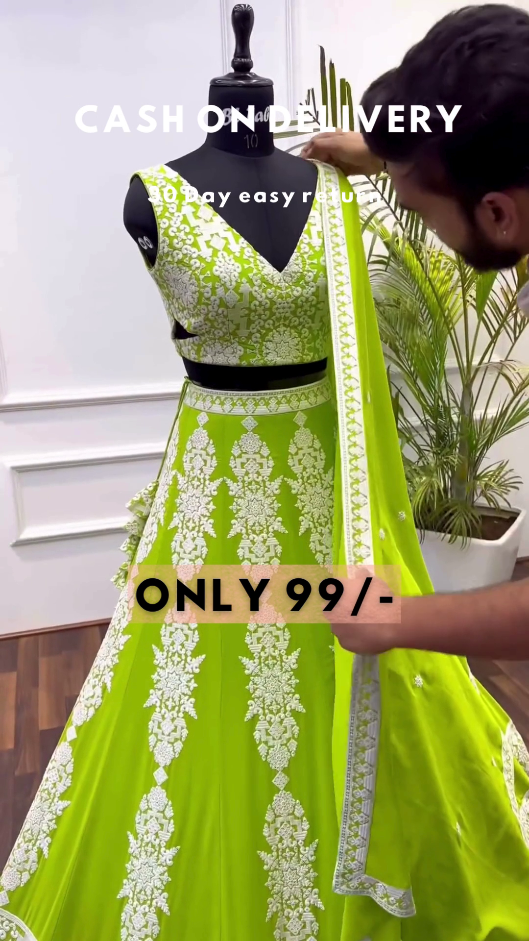 Green Colored Party wear Embroidered Lehenga Choli