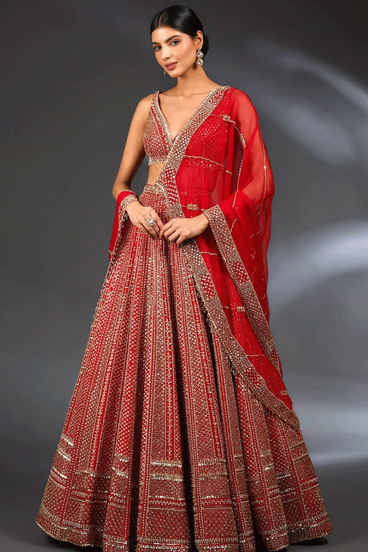Bridal Wear Red Color Heavy Sequence Work Lehenga Choli From Anaya Designer Studio