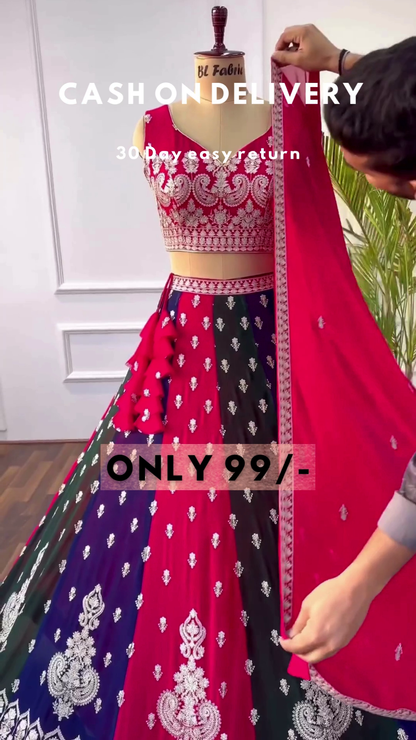 Multi Color Embroidery Work Lehenga Choli