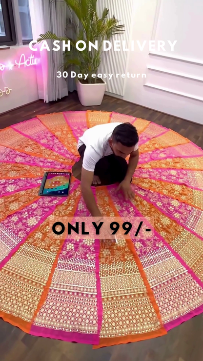 Multi Color Faux Georgette Lehenga Choli With Sequence Work