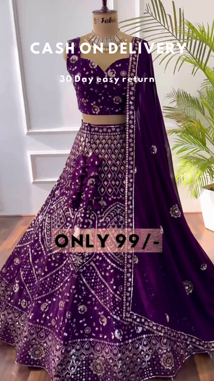 Party Wear Designer Purple Color Bridal Choli