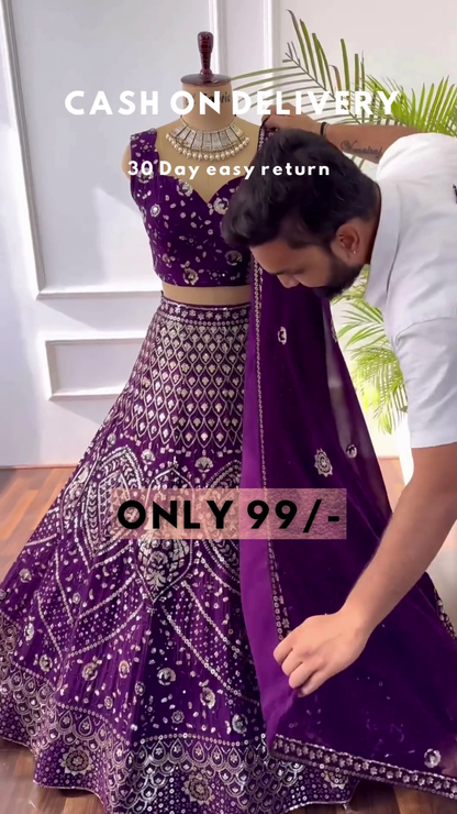 Party Wear Designer Purple Color Bridal Choli