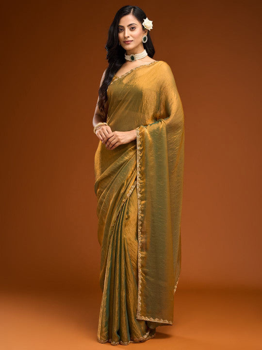 Solid Beads and Stones Saree