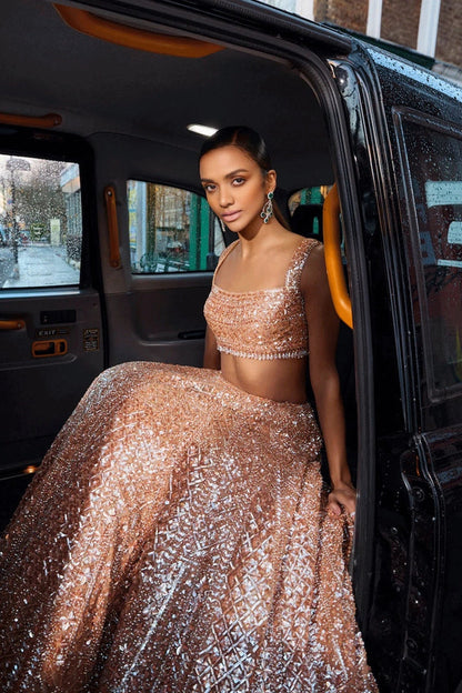 Soft Net Fabric Sequins Work Lehenga Choli For Reception Party From Anaya Designer Studio