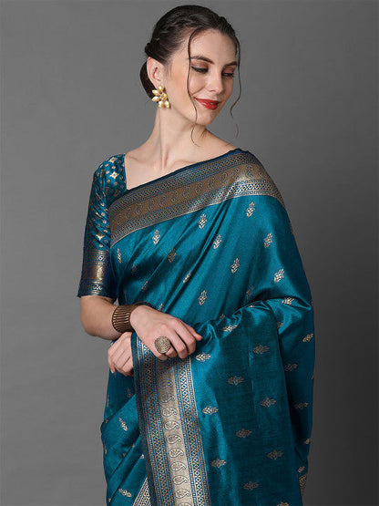 Ethnic Motif Woven Design Zari Banarasi Saree