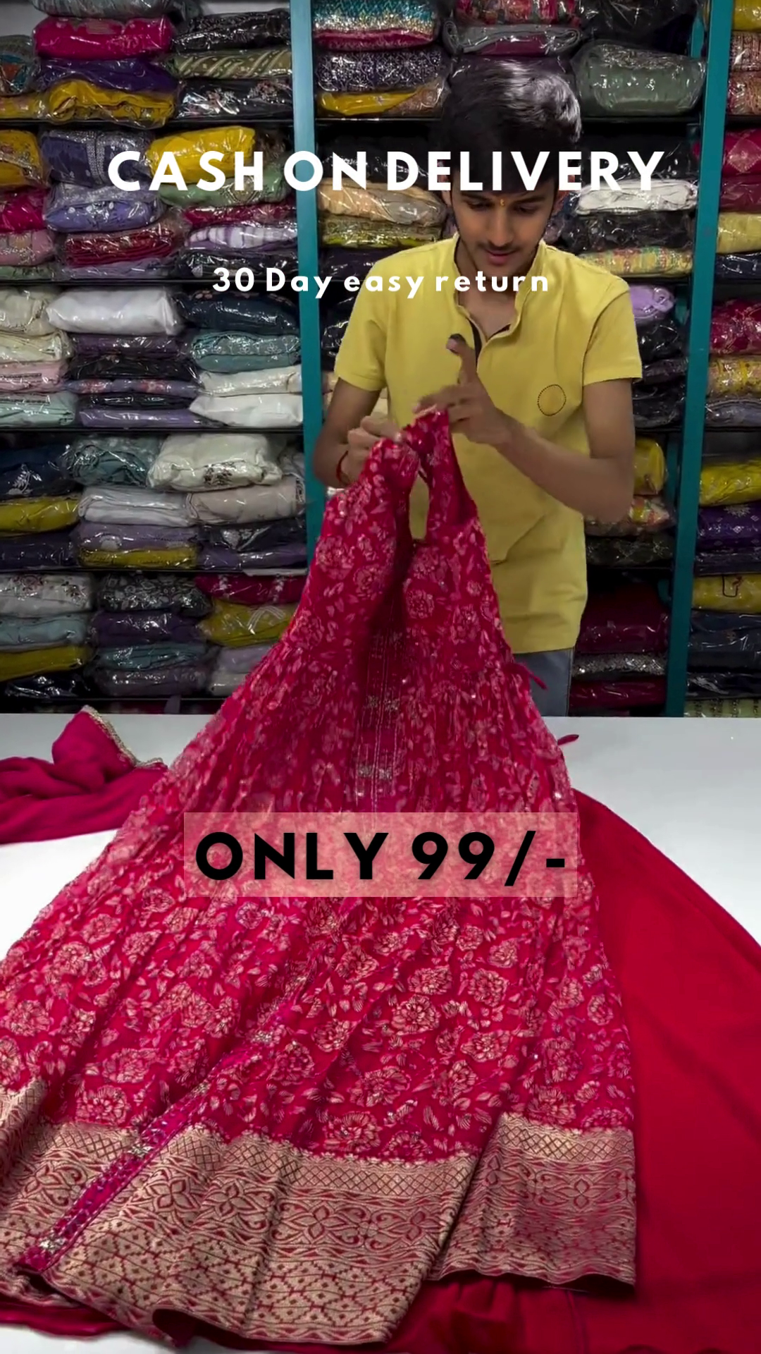 Clover Candy Pink Embroidered Kurti with Sharara and Organza Dupatta (Set of 3)