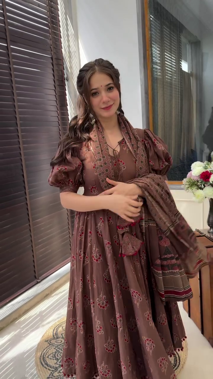 PARTY WEAR FLARED PRINTED GOWN WITH DUPATTA