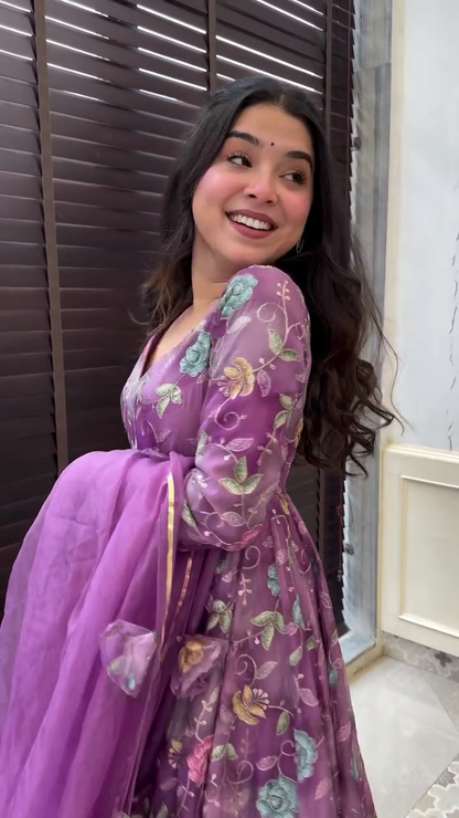 purple organza suit set