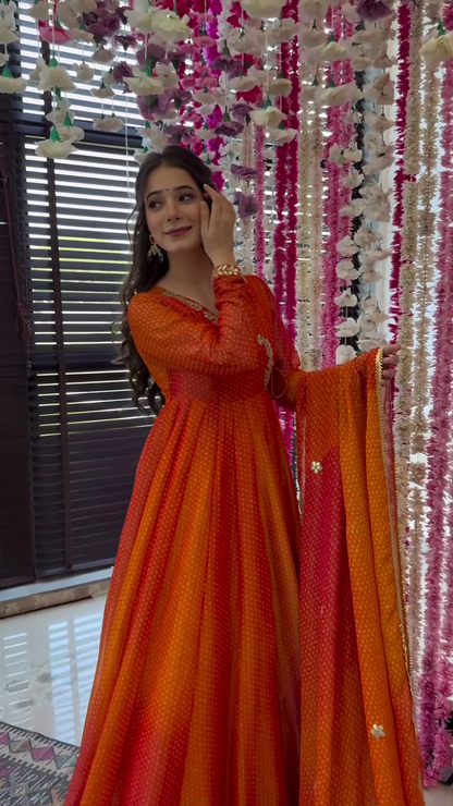 Naaz Orange Cotton Silk Suit