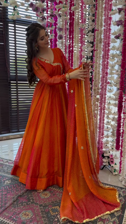 Naaz Orange Cotton Silk Suit