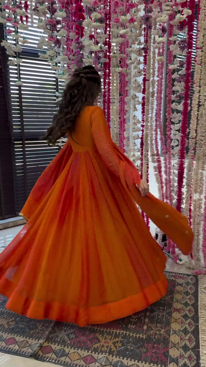 Naaz Orange Cotton Silk Suit