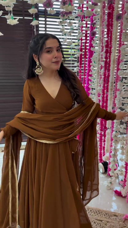 Ethnic Motifs Embroidered Empire Kurta with Palazzo & Dupatta