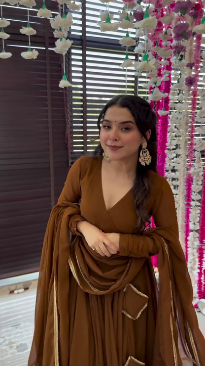 Ethnic Motifs Embroidered Empire Kurta with Palazzo & Dupatta