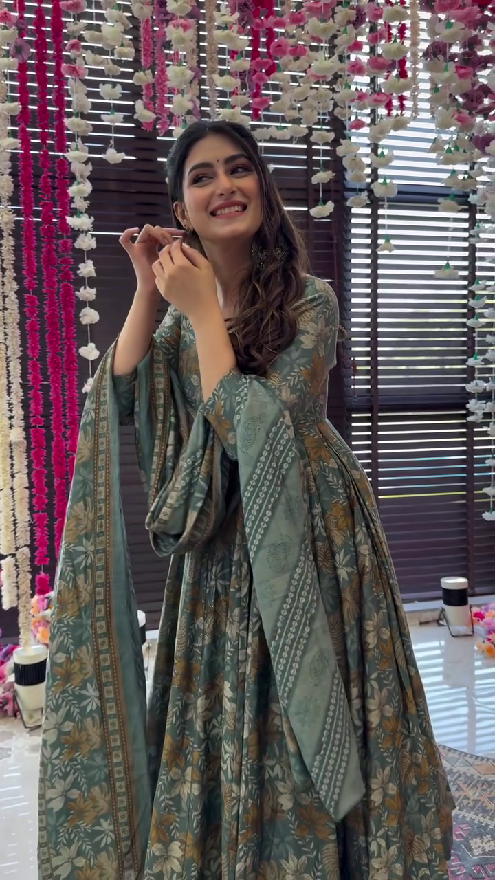 Orchid greenish muslin suit set