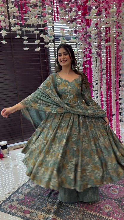 Orchid greenish muslin suit set