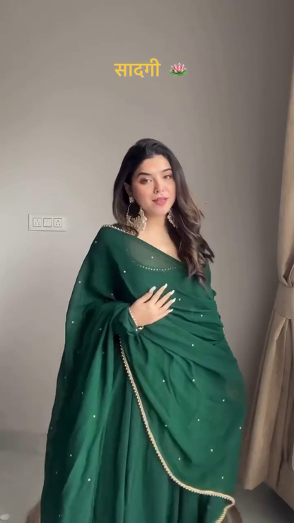 Attractive Green Colour Georgette gown